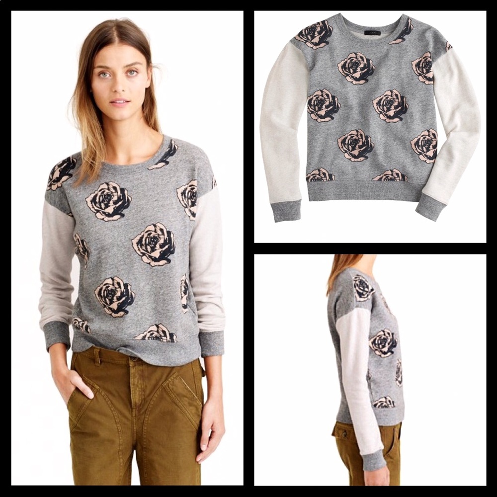 J. Crew floral rose pop art color block sweatshirt